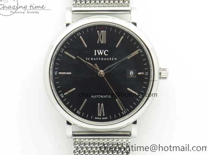 MIROTIME 0104 FastDry Portofino IW356501 SS V3 MK 1:1 Best Edition Black Dial On SS Mesh Bracelet MIYOTA 7195